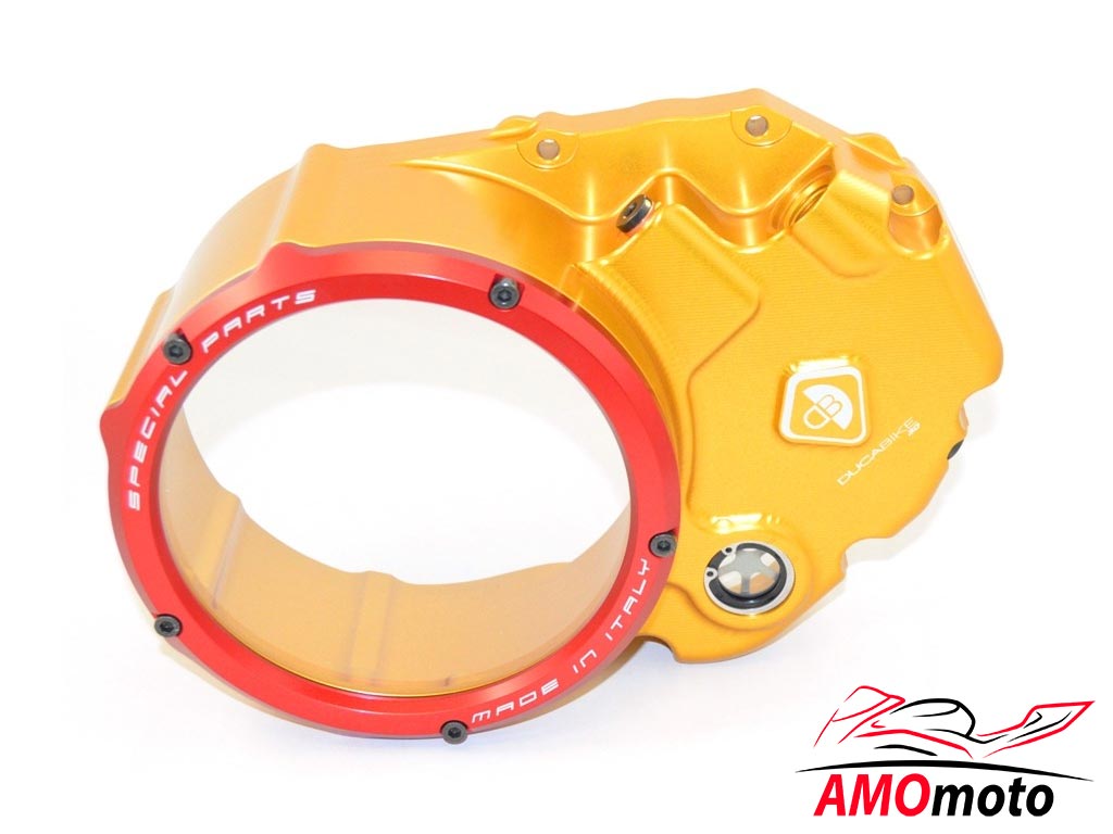 Ducabike Ccdv01 Clear Clutch Cover Housing Color Gold Ring Color Red